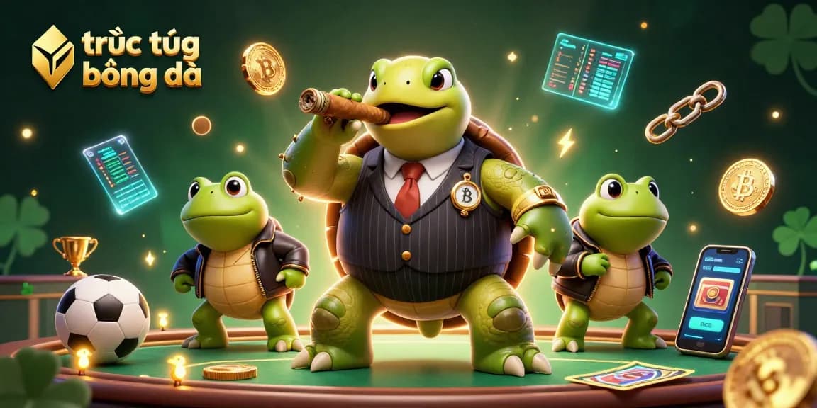 Experience the excitement of trực tiếp bóng đá with a vibrant 3D illustration of a turtle mobster.