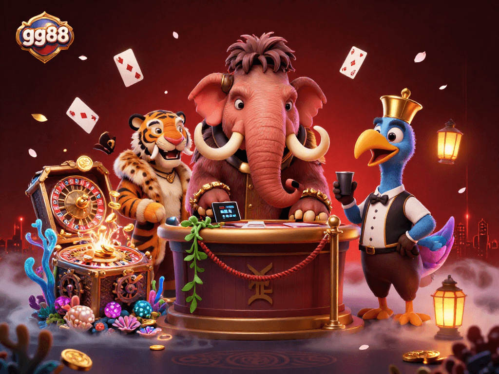 Experience thrilling gaming at gg88 with a vibrant casino scene featuring unique characters and elements.