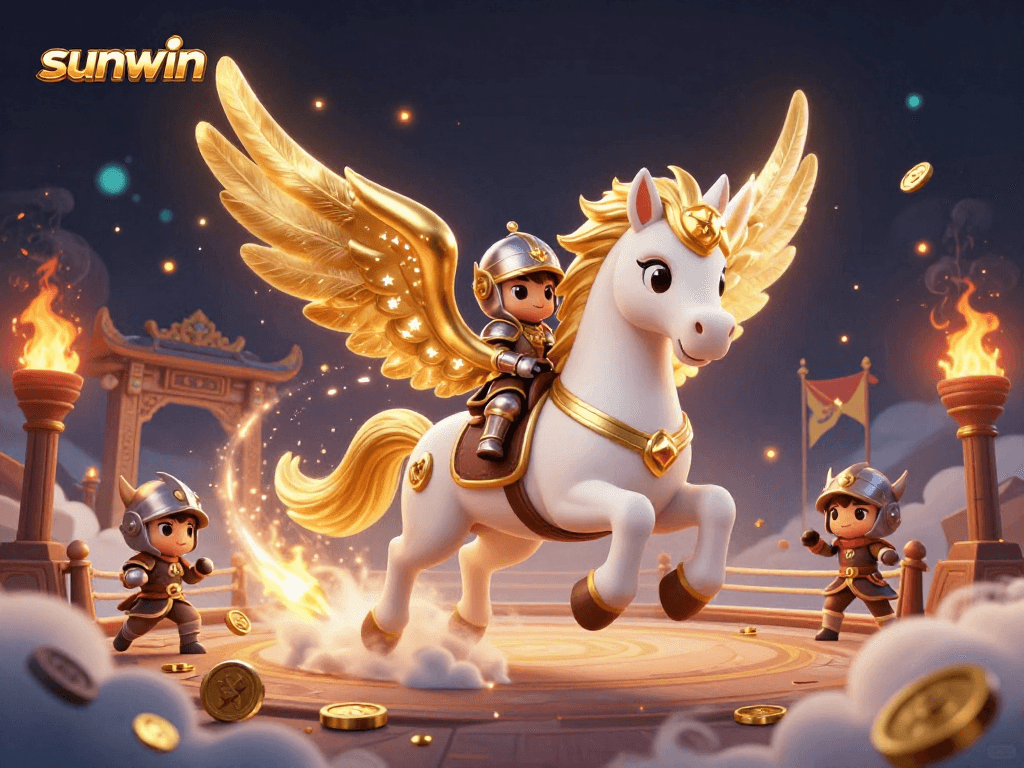 Engage in exciting gameplay with sunwin's vibrant horse and knight illustration, showcasing an immersive casino theme.