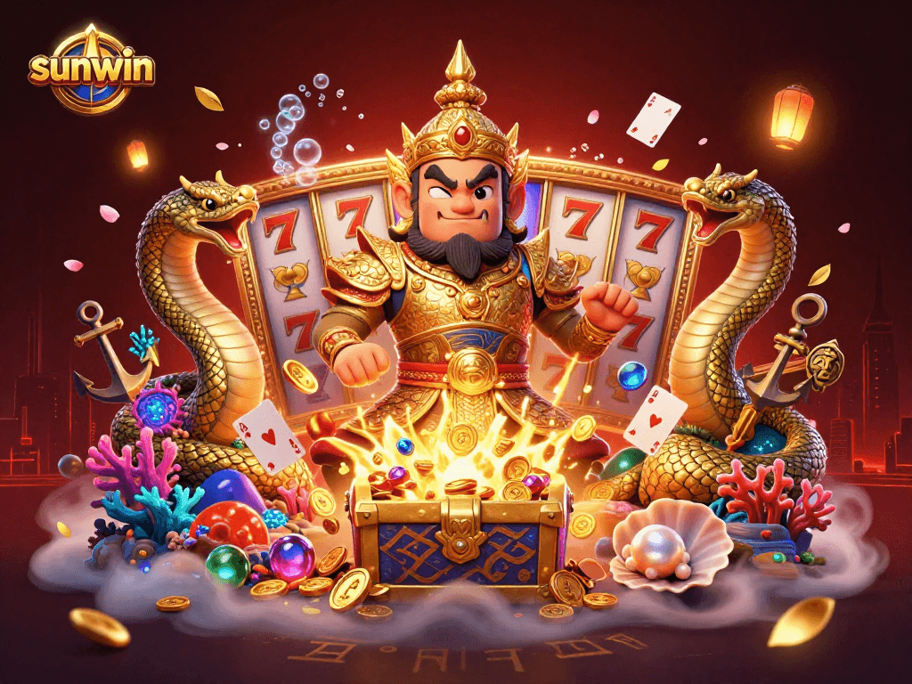 Experience thrilling gameplay at sunwin with vibrant slot reels and lucky symbols in a magical casino setting.