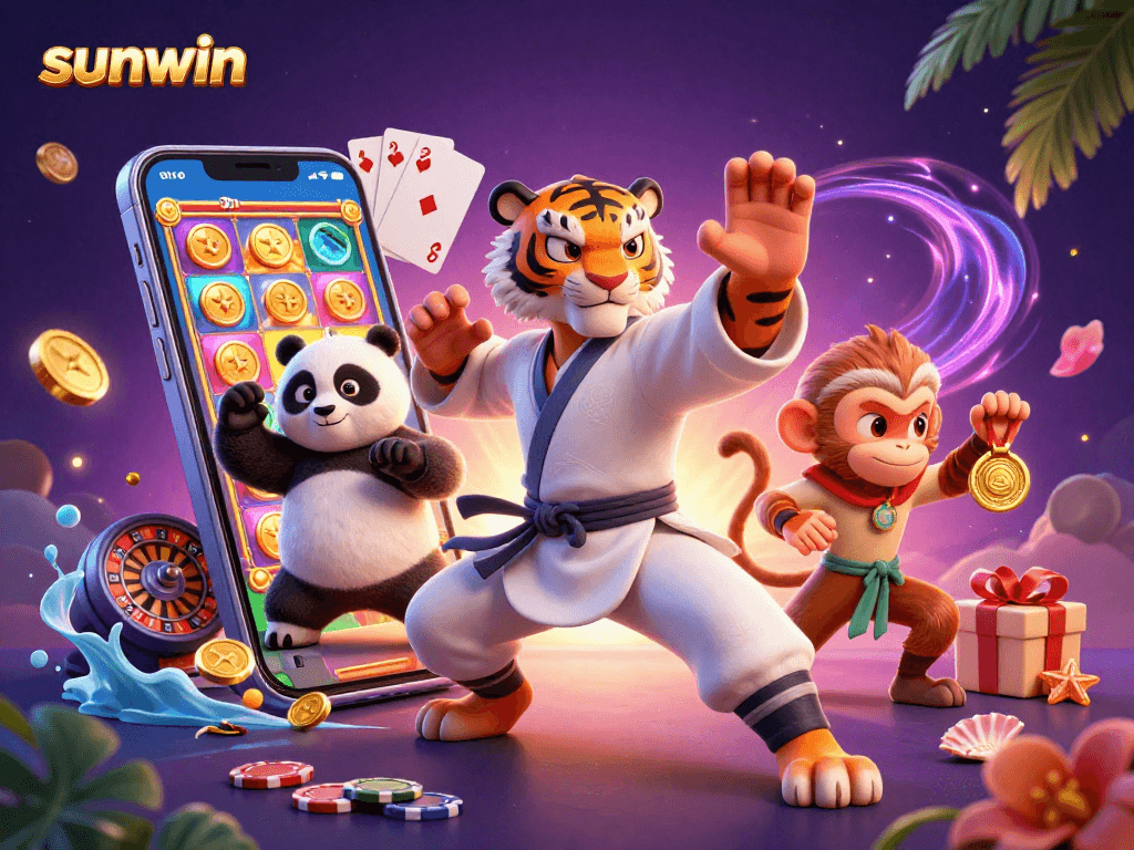 Engage in thrilling slots gameplay with sunwin's vibrant casino characters and game elements.