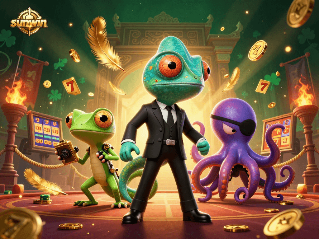 Experience thrilling gameplay with sunwin's vibrant casino characters in a spectacular 3D illustration.