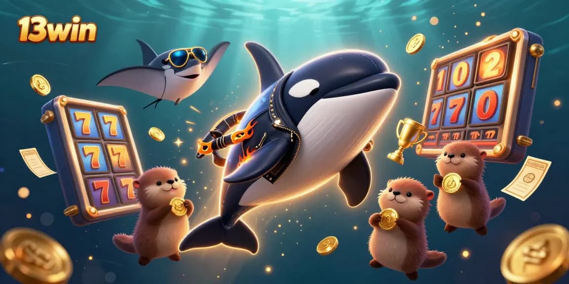 Experience the thrill of 13win with a vibrant 3D casino illustration featuring dynamic characters and exciting gaming elements.