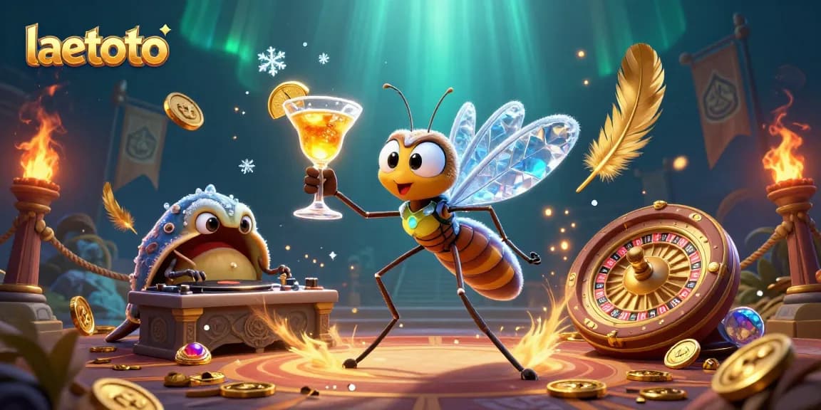 Get ready to play at laetoto with this vibrant casino scene showcasing unique characters and game elements.