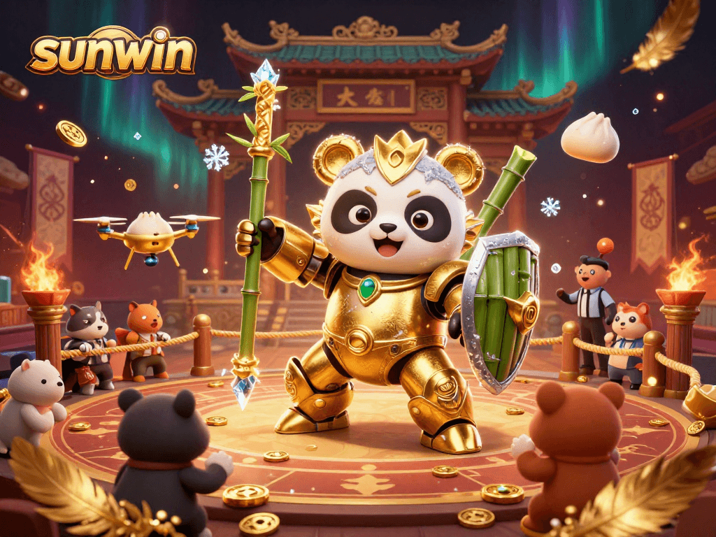 Engage in thrilling battles with sunwin's dynamic panda mech-suit and exciting casino gameplay elements.