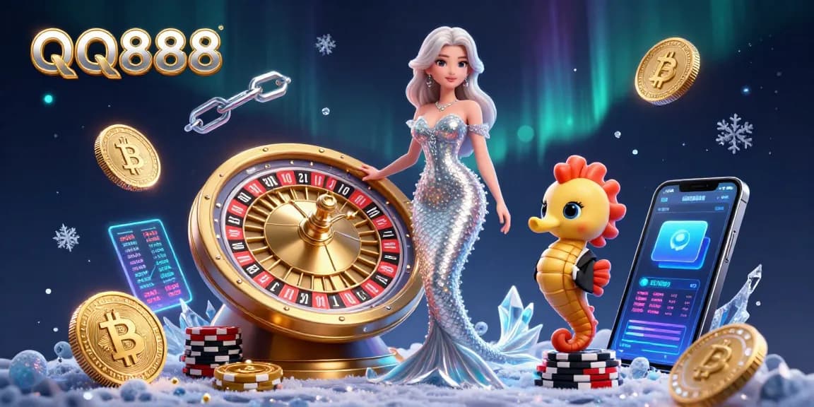 Experience thrilling moments with QQ888 at a vibrant online casino featuring a mermaid and seahorse.