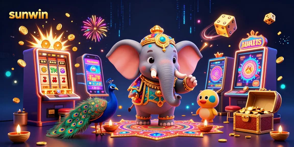 Experience thrilling gameplay at sunwin with a vibrant scene of casino excitement and rich, colorful elements.