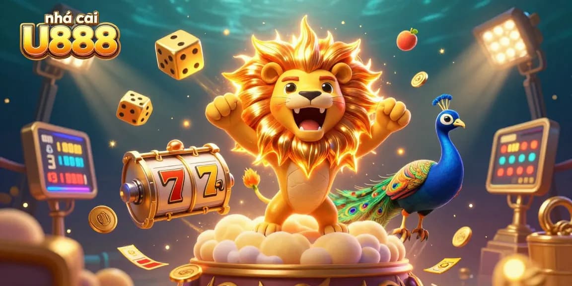 Engaging scene showcasing nhà cái U888 with slot reels and vibrant casino elements, emphasizing winning opportunities.