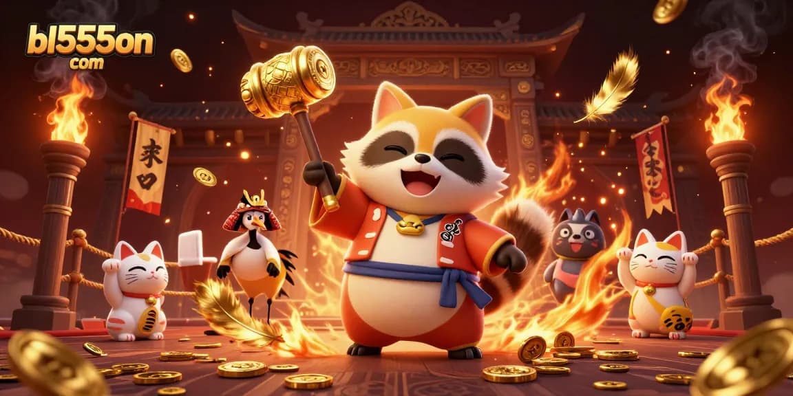 Engage in thrilling gaming at bl555on com with exciting cartoon characters and golden casino elements.