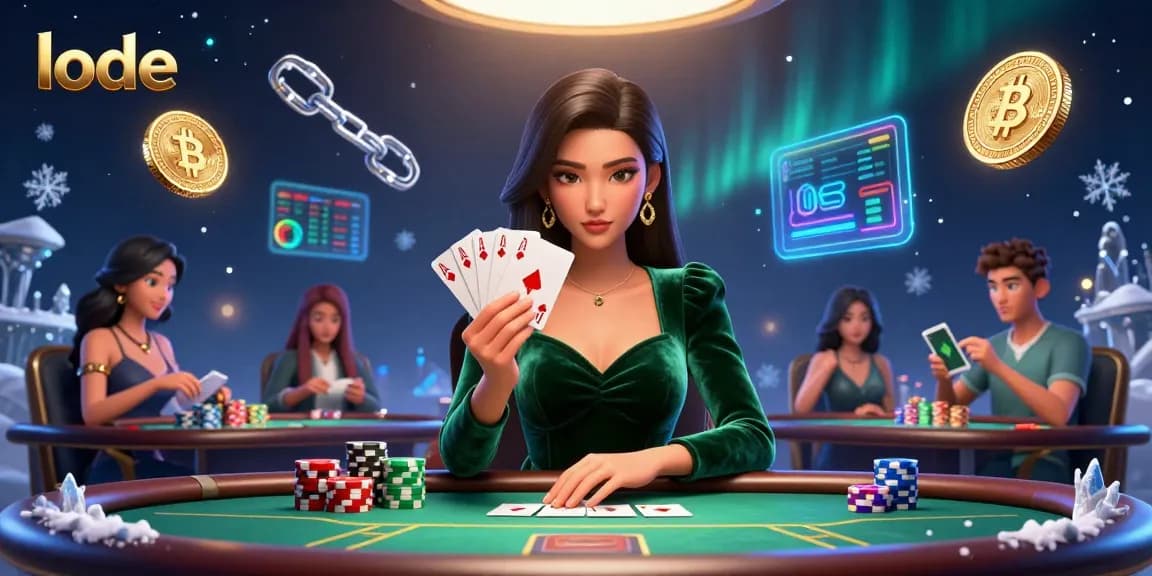 Engage in thrilling lode poker action with a stunning Asian woman at a luxury table.