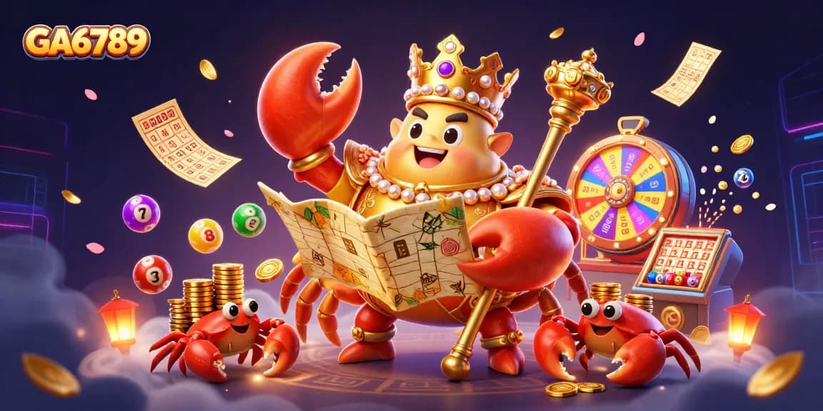 Experience the thrill of GA6789's vibrant lottery scene with lively elements and engaging characters.