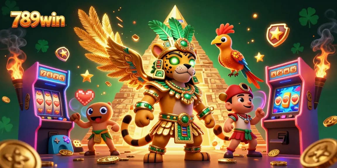 Experience captivating 789win gameplay with Mayan elements and colorful slot machines.