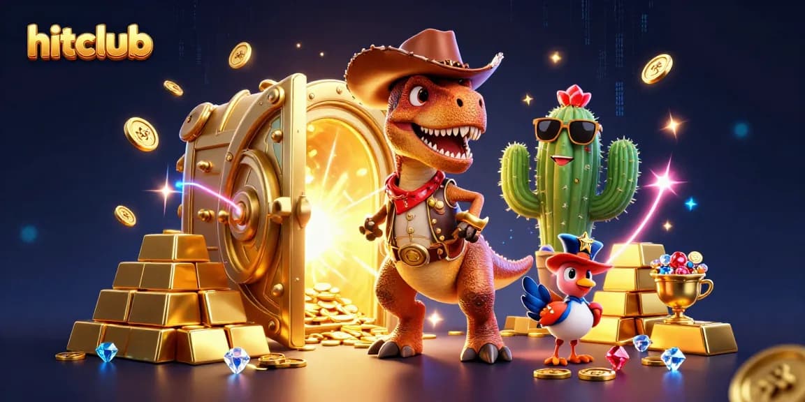 Experience thrilling jackpots at hitclub with this vibrant casino-themed illustration.