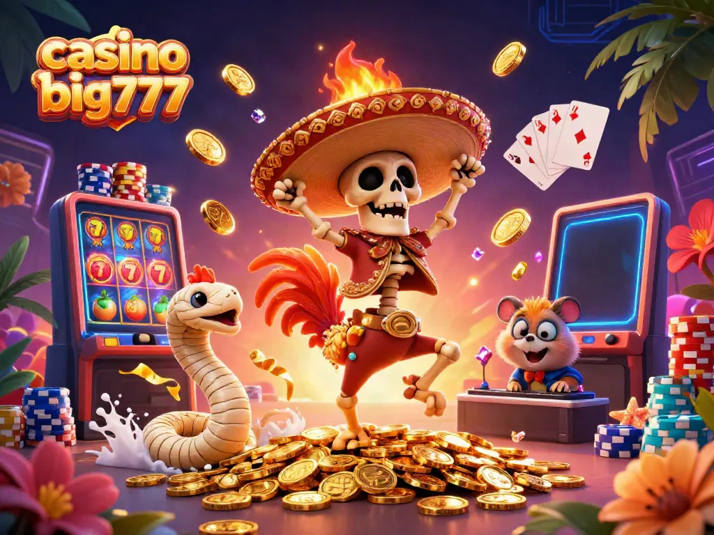 Experience thrilling gameplay with casino slots big777, featuring animated characters celebrating jackpots.
