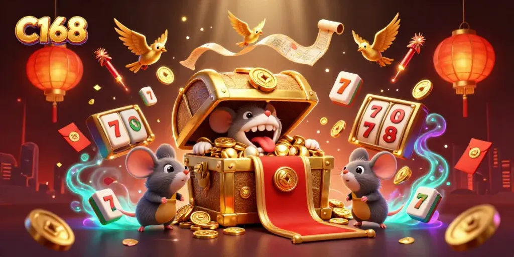 Engage with C168's captivating slot games amidst vibrant elements, promising thrilling rewards.