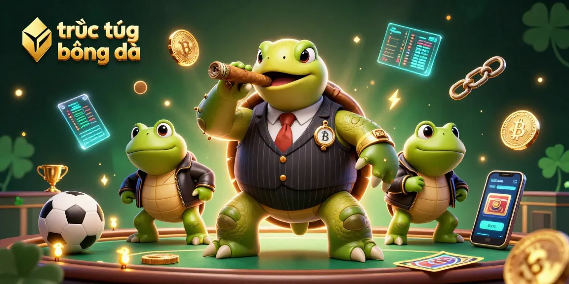 Experience the excitement of trực tiếp bóng đá with a vibrant 3D illustration of a turtle mobster.