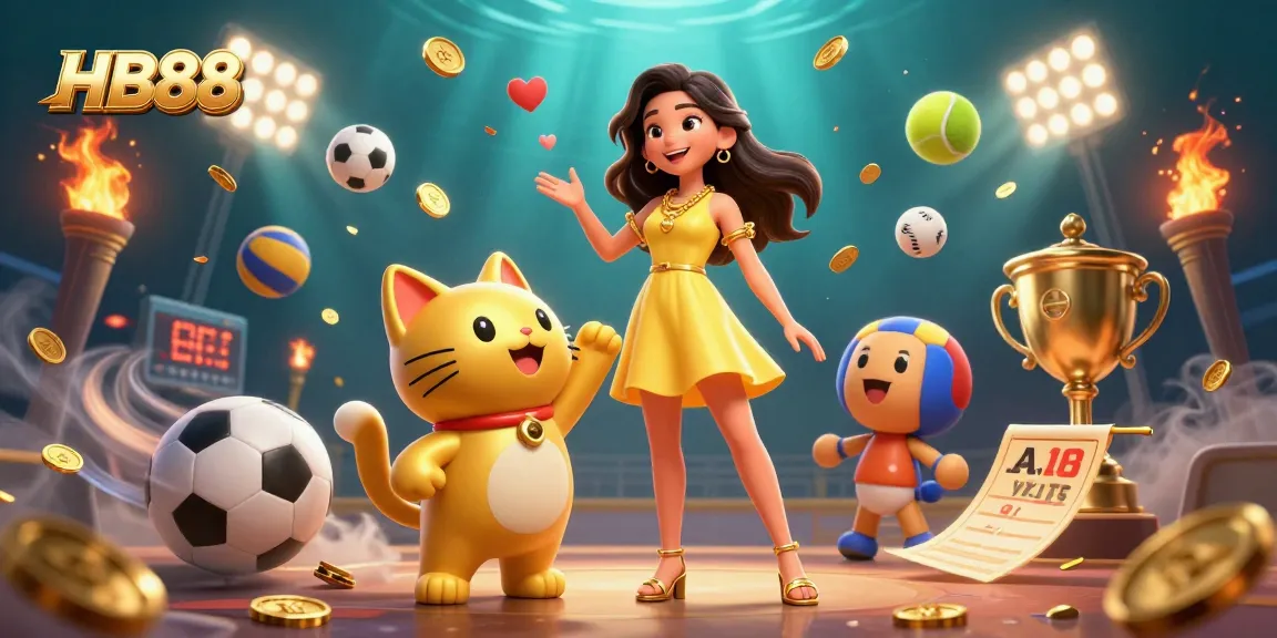 Winning at HB88 with joy as an Asian woman interacts with a golden lucky cat amidst casino elements.
