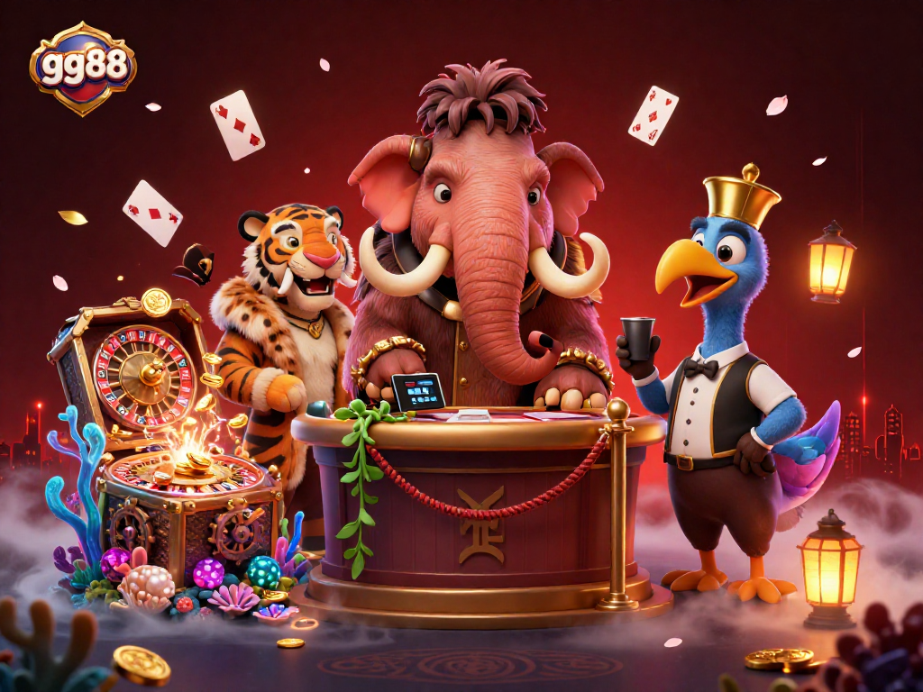 Experience thrilling gaming at gg88 with a vibrant casino scene featuring unique characters and elements.