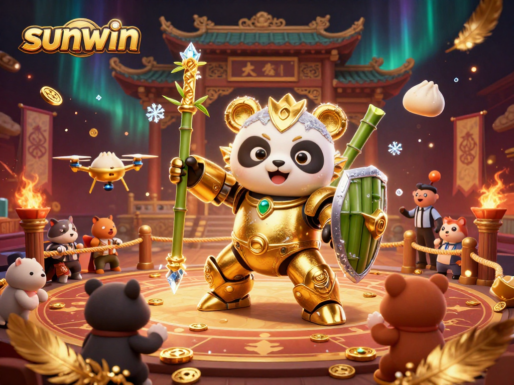 Engage in thrilling battles with sunwin's dynamic panda mech-suit and exciting casino gameplay elements.