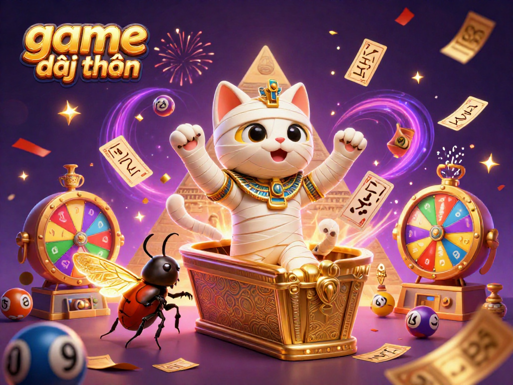 Experience the thrill of game đổi thưởng in a vibrant 3D casino scene with magical elements.