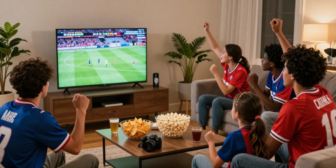 Fans enjoying live sports updates gourmeticat in a cozy room with snacks and team spirit.