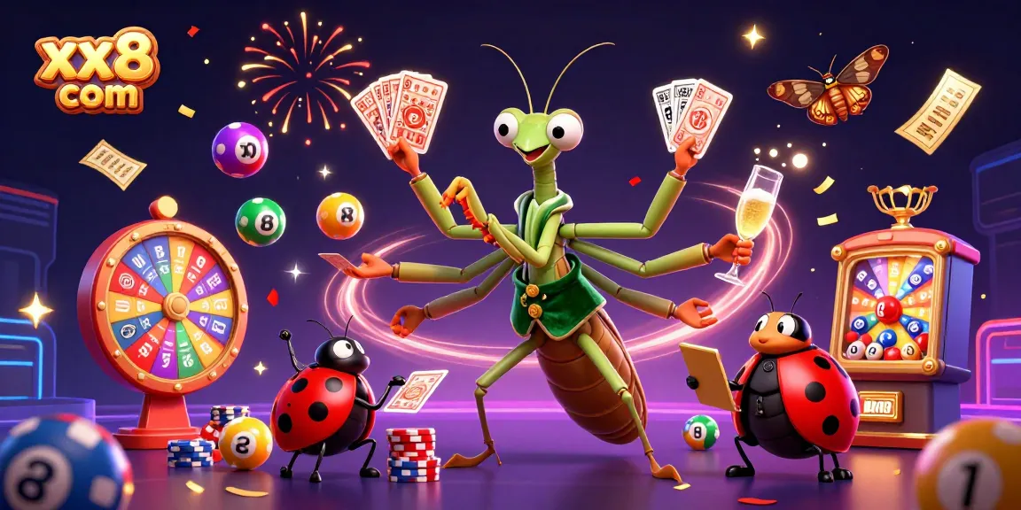 Engage with exciting games at xx8 com, featuring colorful lottery balls, a prize wheel, and animated characters.
