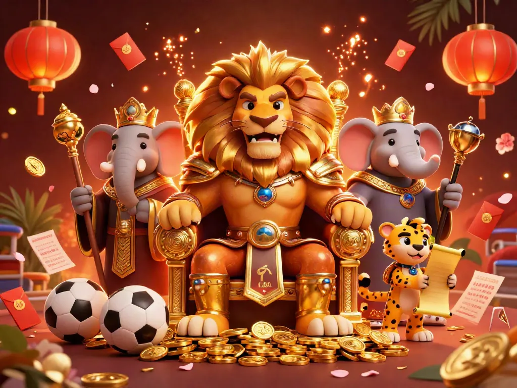 Bongdalu showcases sports betting excitement with a fierce lion king, wise elephant, and quick cheetah in vibrant 3D.