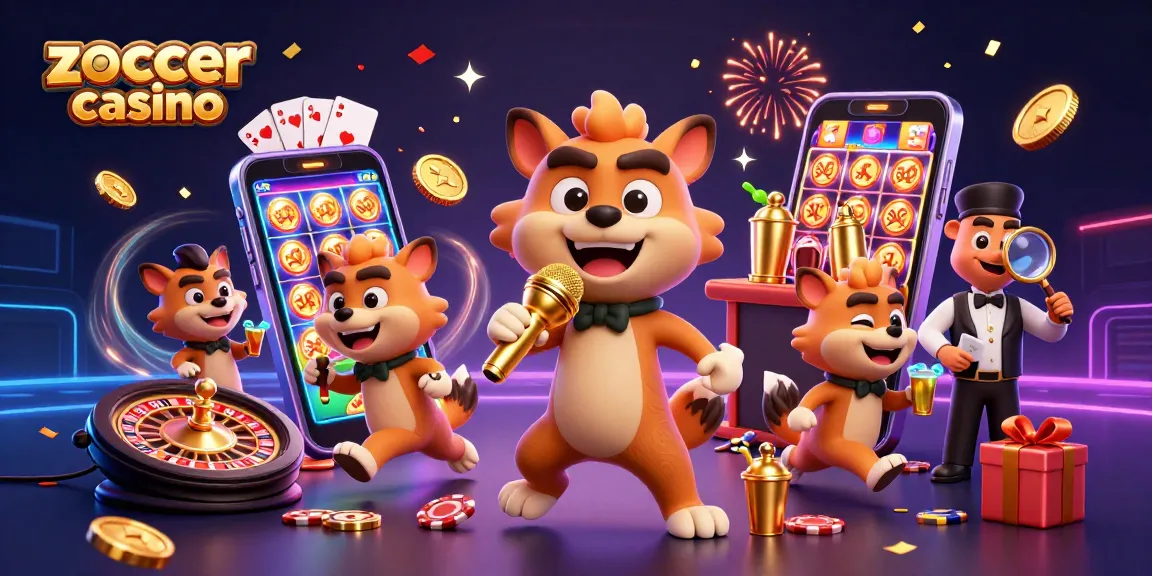 Zoccer casino invites players with exciting slots and gaming fun in a lively 3D scene.