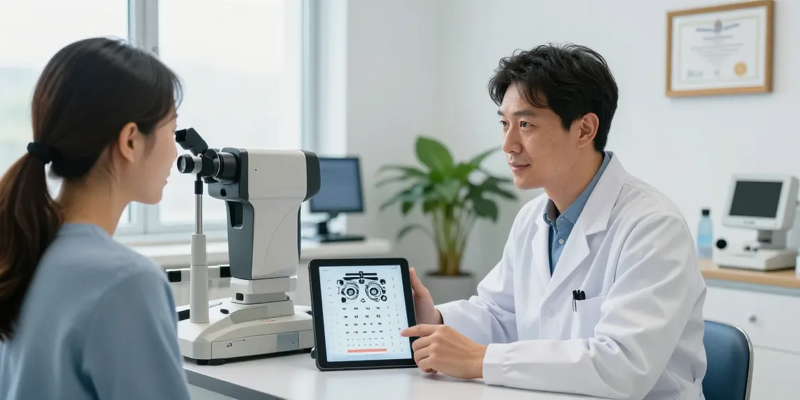 Patient receiving eye care consultation at SNU Eye Clinic, snuseoul.