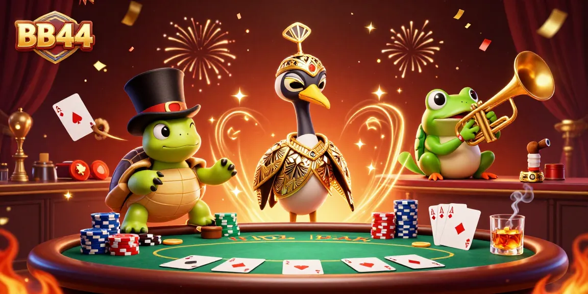 Win big at BB44 Casino with a vibrant 3D illustration showcasing exciting gaming elements and characters.
