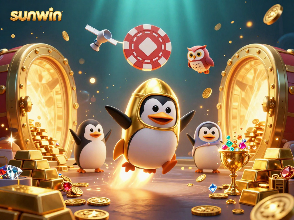 Experience thrilling adventures with sunwin, featuring a golden penguin and dazzling treasures in a cosmic casino.