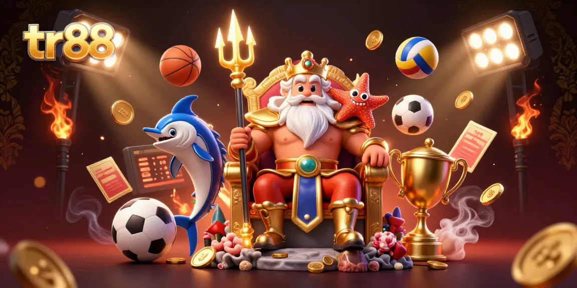 Experience engaging gameplay at tr88 with vibrant characters and dynamic sports elements in this casino illustration.