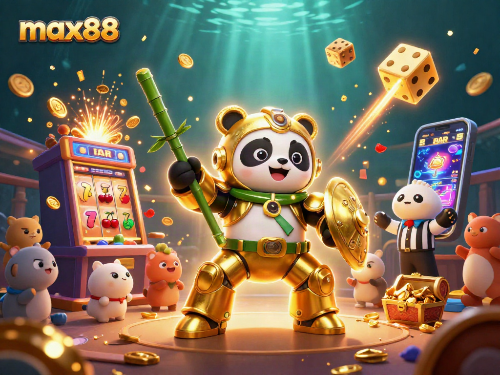 Experience the excitement of max88 gaming with vibrant 3D characters and dynamic casino elements.