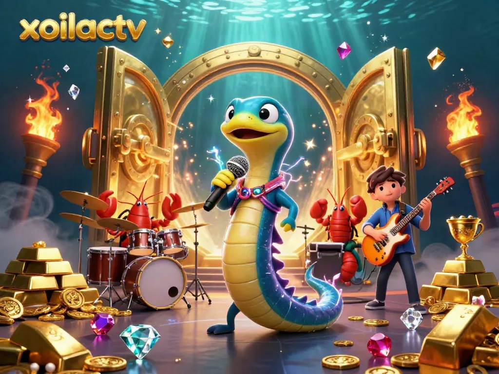 Experience live action with the charming characters of xoilactv in an underwater casino scene.