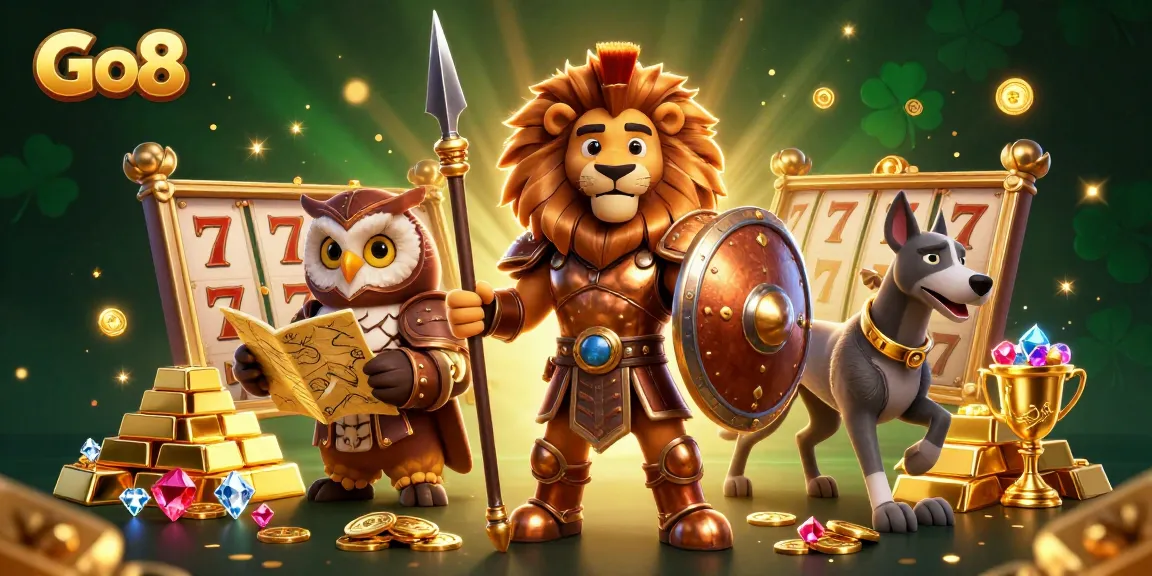 Experience thrilling gameplay at Go8 with colorful slots, gold treasures, and festive vibes.
