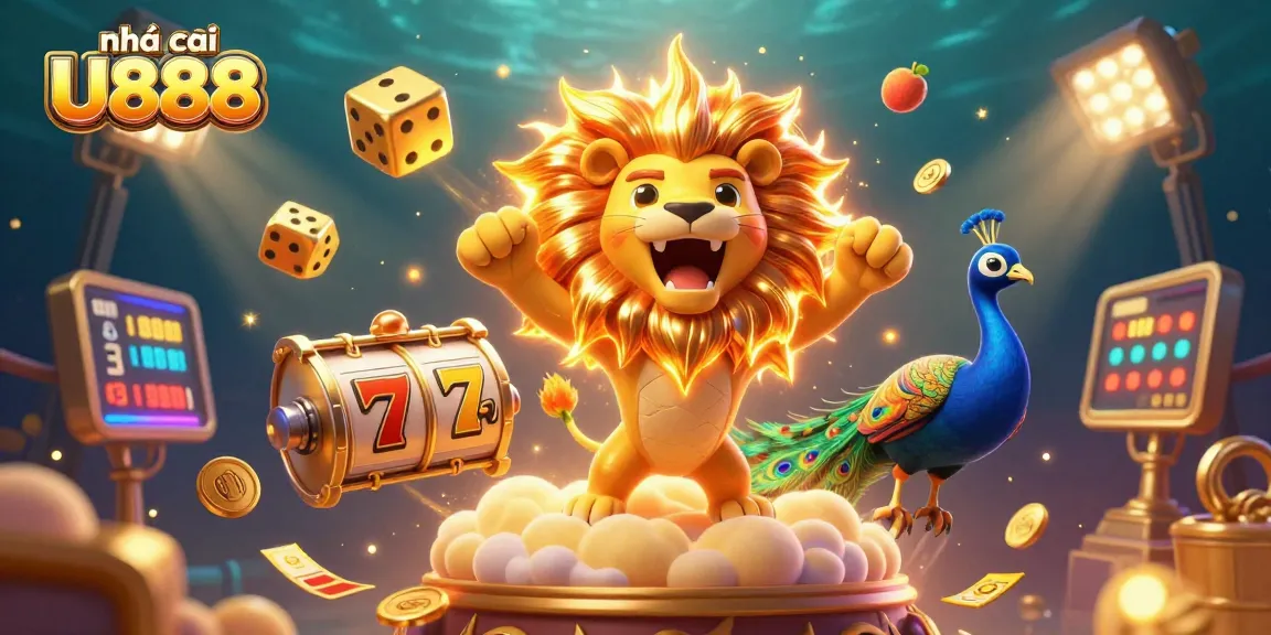 Engaging scene showcasing nhà cái U888 with slot reels and vibrant casino elements, emphasizing winning opportunities.