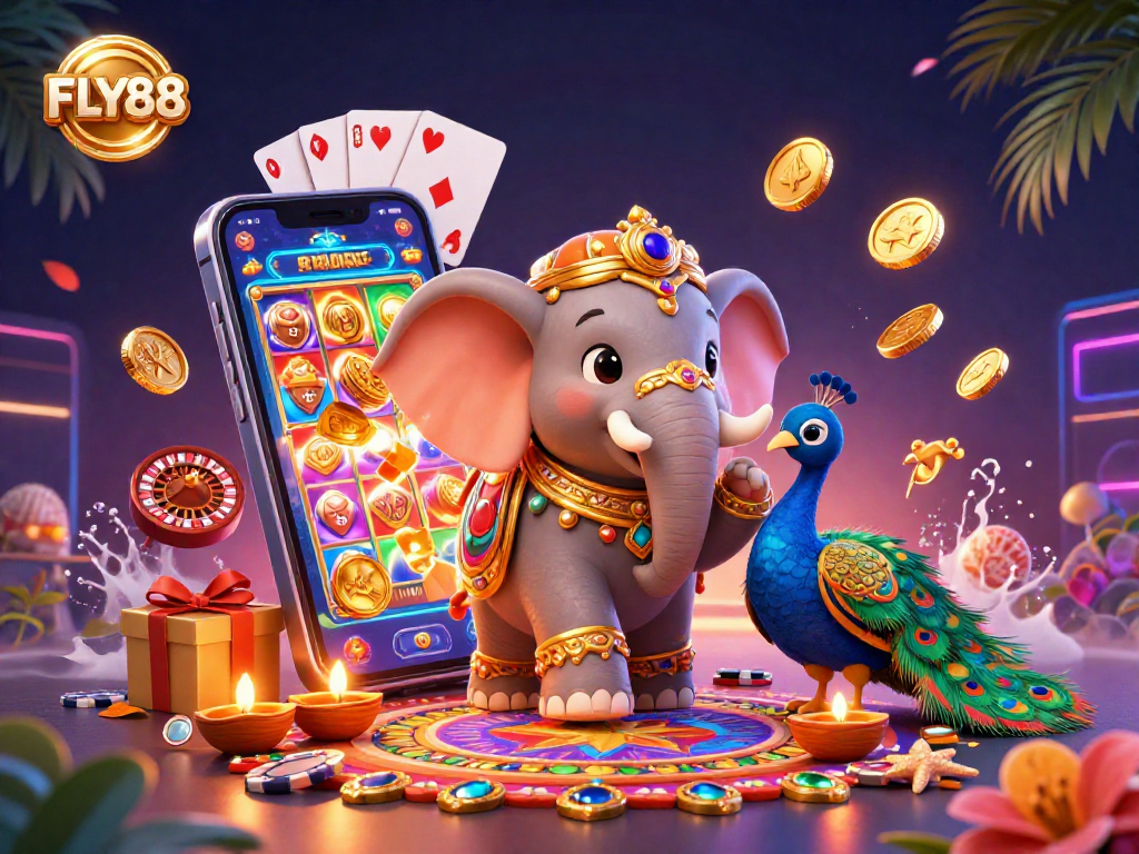 Experience thrilling wins at FLY88 with colorful games, vibrant characters, and dynamic casino elements.