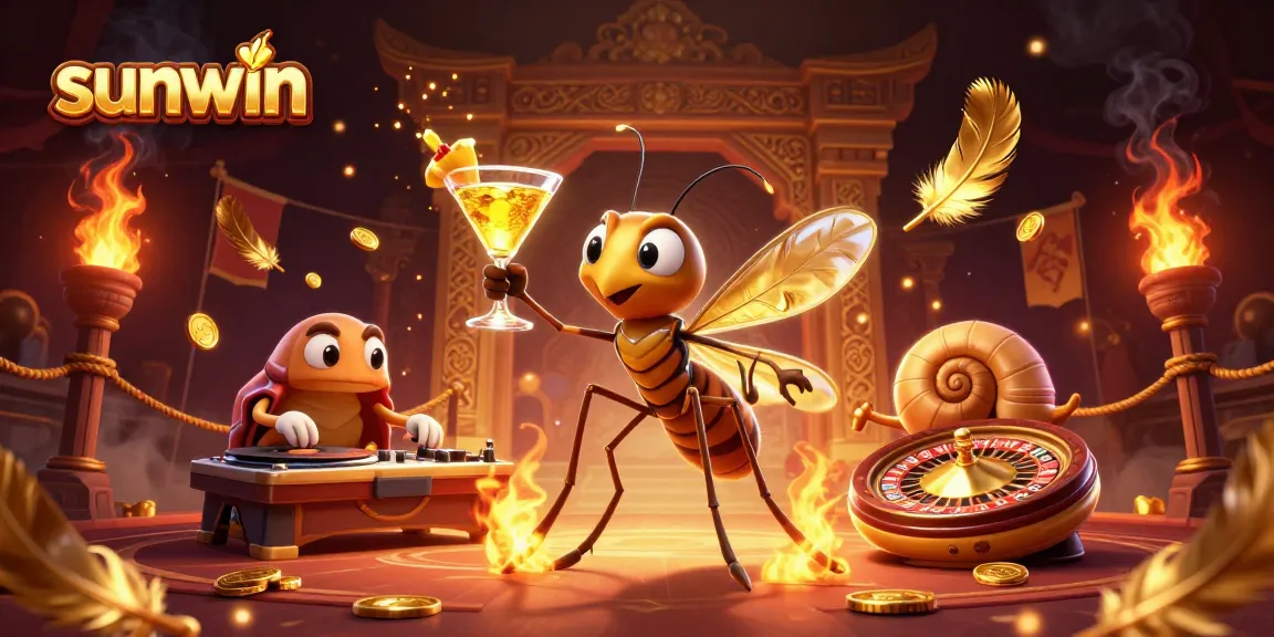 Engage with sunwin's vibrant 3D casino scene featuring unique characters and game elements.