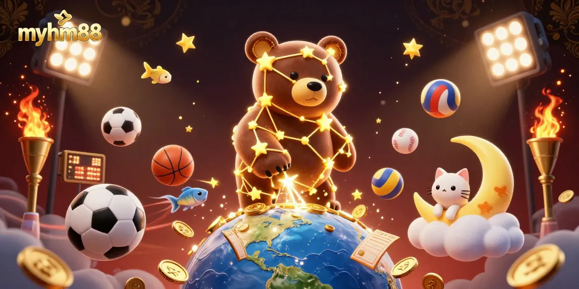 Engage with myhm88's thrilling sports betting action in a vibrant 3D casino illustration.