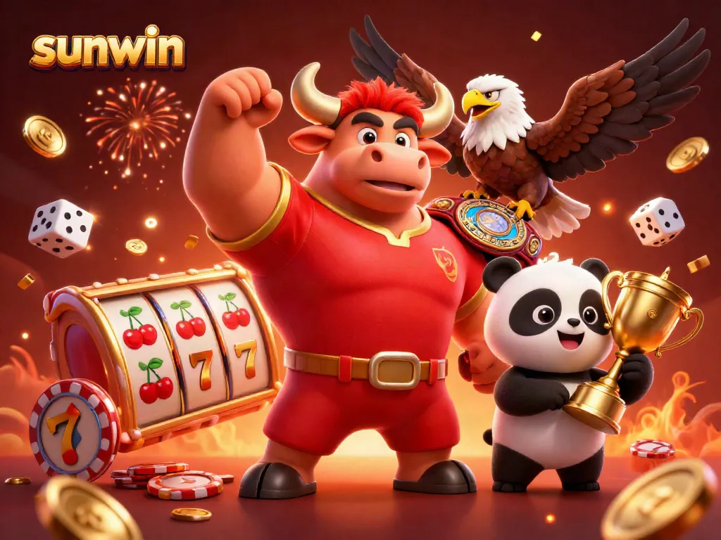 Experience thrilling gameplay with sunwin's vibrant casino scene featuring exciting slot reels and mascot characters.