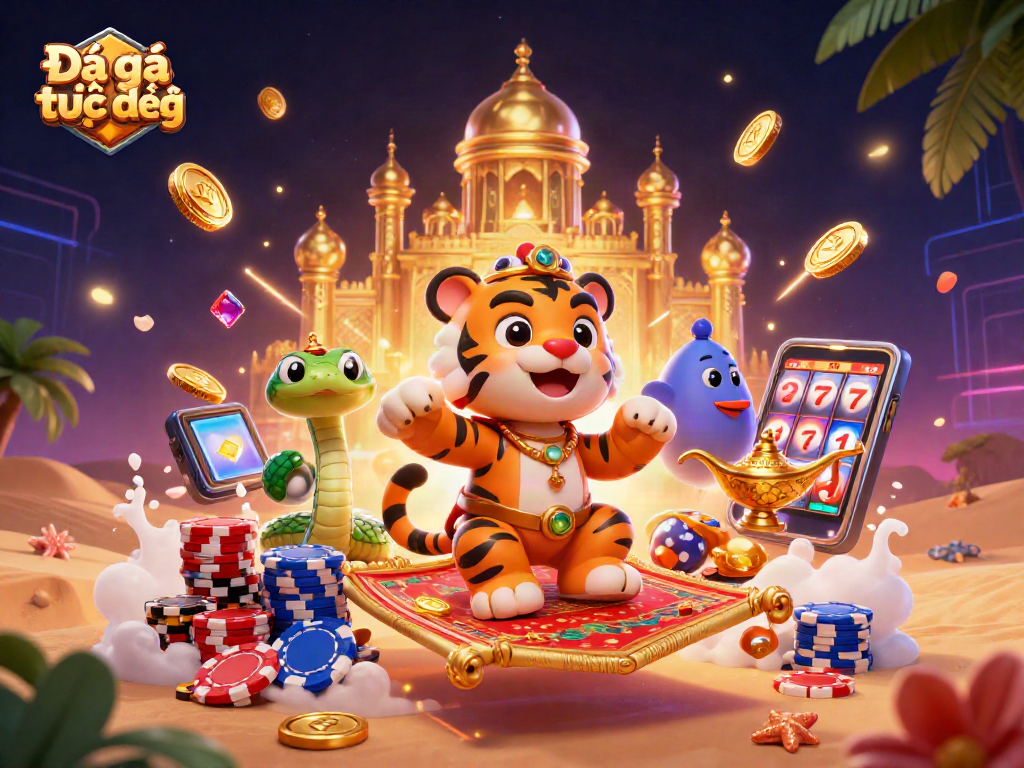 Experience Đá gà trực tiếp with a lively scene showcasing vibrant elements of cockfighting and casino excitement.