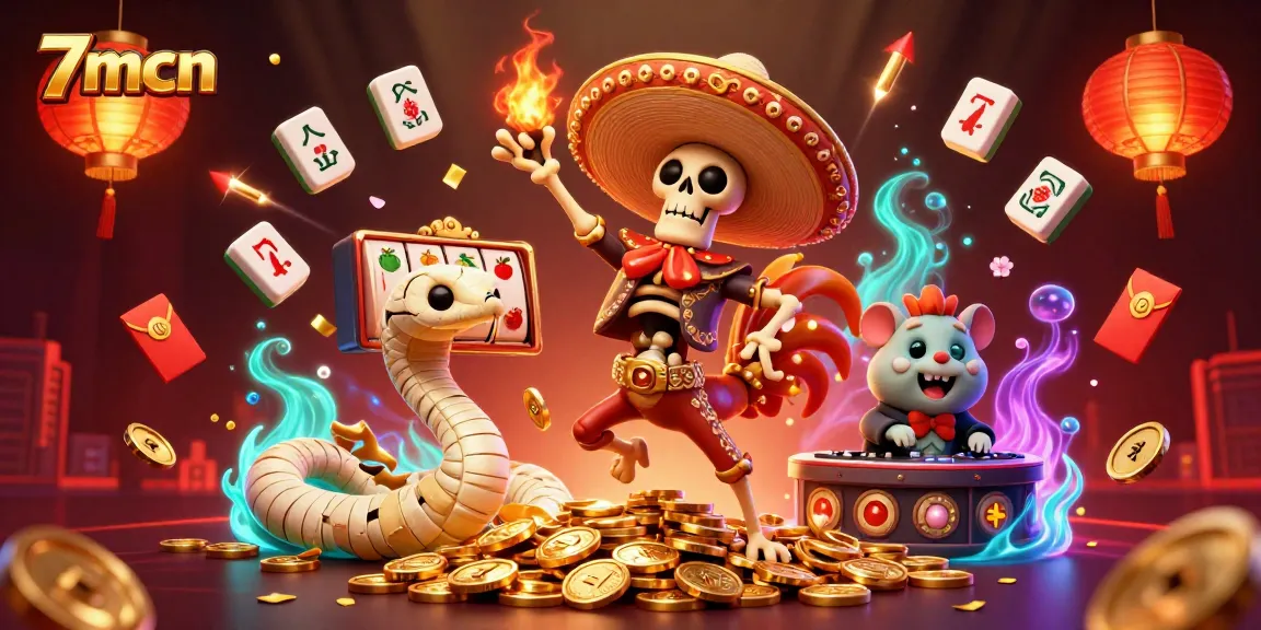 Engage in thrilling casino gameplay with 7mcn featuring vibrant characters and slot machines.