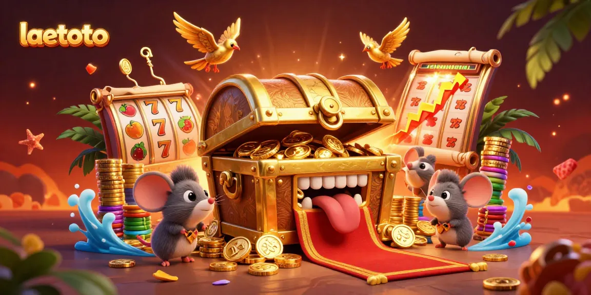 Play and win with laetoto in this vibrant, thrilling slot game illustration packed with excitement.