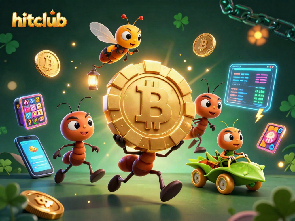 Engage with hitclub's animated heist scene showcasing a poker chip and crypto elements.