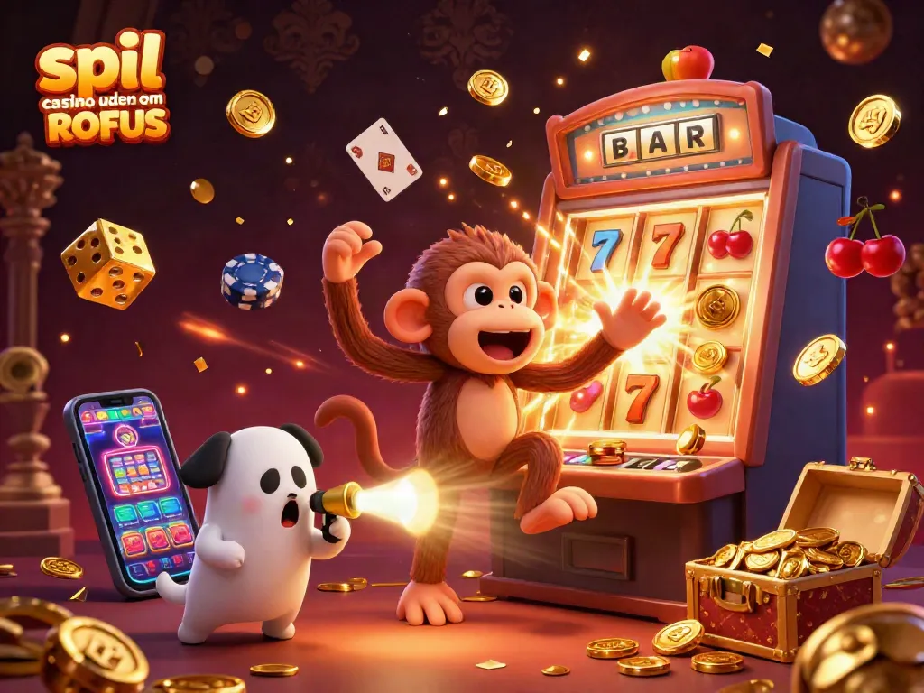 Engage in thrilling spil casino uden om ROFUS with exciting golden elements and vibrant casino action.