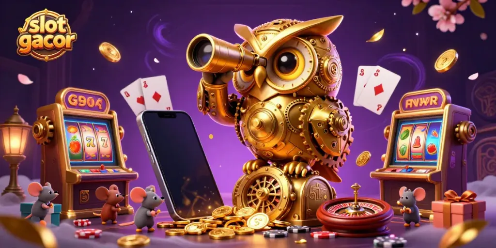 Engage in thrilling gameplay with slot gacor visuals featuring a whimsical casino scene.