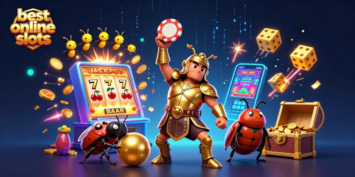 Engage with the best online slots, featuring a vibrant 3D scene of winning moments and excitement.