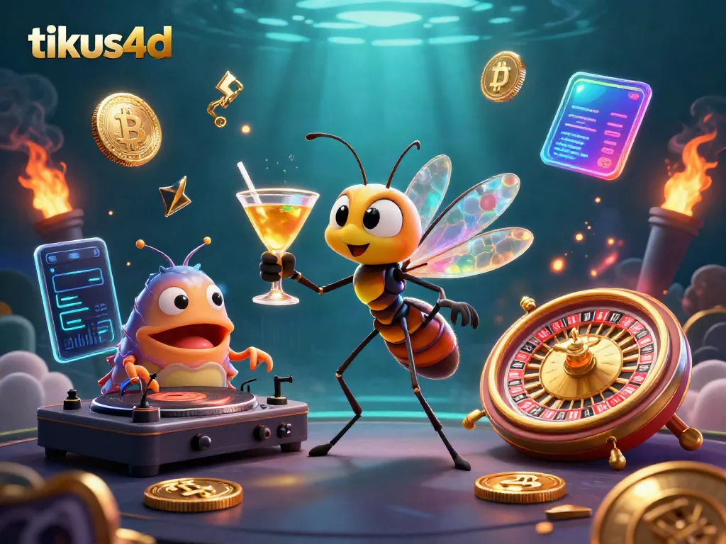 Engage with tikus4d and experience rich casino visuals featuring exciting gaming elements in a 3D digital illustration.