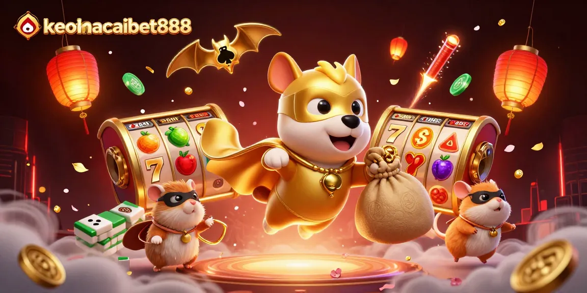 Experience thrilling jackpots with keonhacaibet888, featuring colorful slot reels and vibrant casino elements.