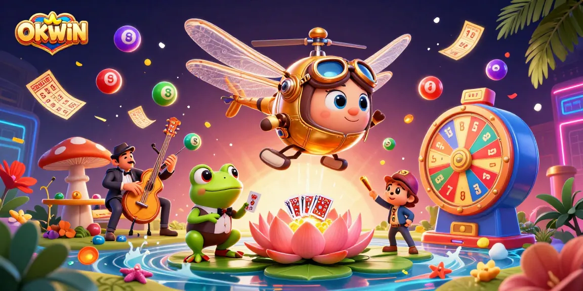 OKWIN offers vibrant lottery and casino action with dynamic gameplay, featuring colorful elements.